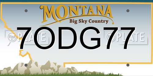 7ODG77 Montana License Plate