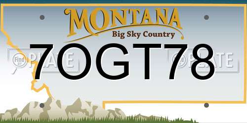 7OGT78 Montana License Plate