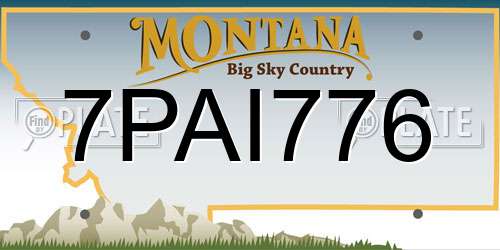 7PAI776 Montana License Plate