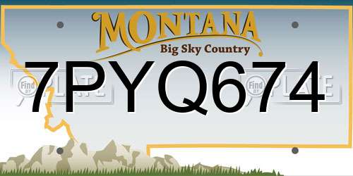 7PYQ674 Montana License Plate
