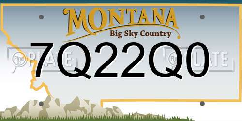 7Q22Q0 Montana License Plate