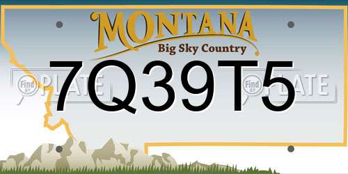 7Q39T5 Montana License Plate