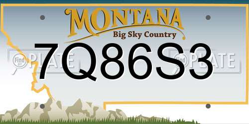 7Q86S3 Montana License Plate
