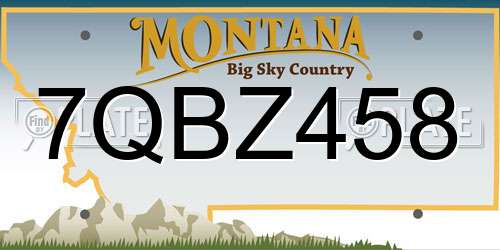 7QBZ458 Montana License Plate
