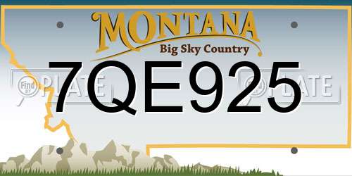 7QE925 Montana License Plate