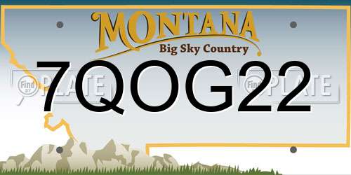 7QOG22 Montana License Plate