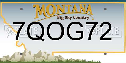 7QOG72 Montana License Plate