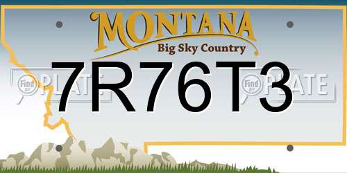 7R76T3 Montana License Plate