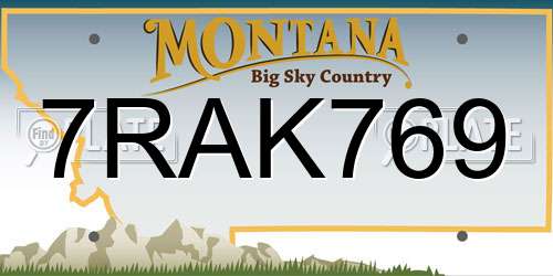 7RAK769 Montana License Plate