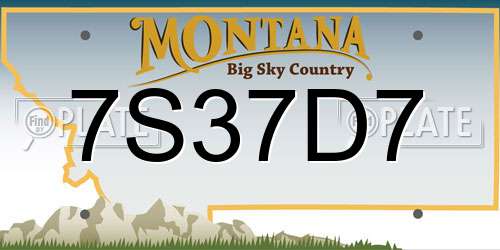 7S37D7 Montana License Plate