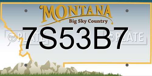 7S53B7 Montana License Plate