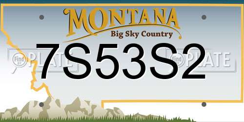 7S53S2 Montana License Plate