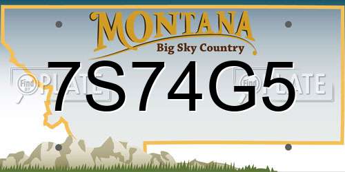 7S74G5 Montana License Plate