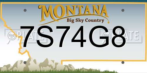 7S74G8 Montana License Plate