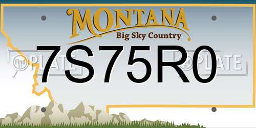 7S75R0 Montana License Plate