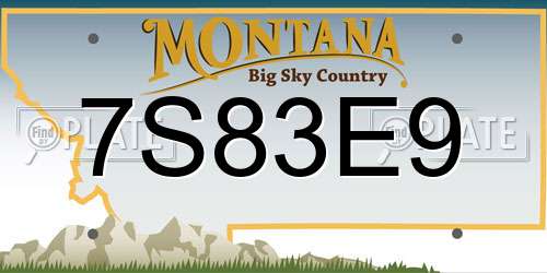 7S83E9 Montana License Plate