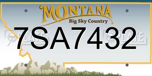 7SA7432 Montana License Plate