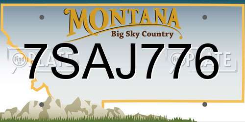 7SAJ776 Montana License Plate