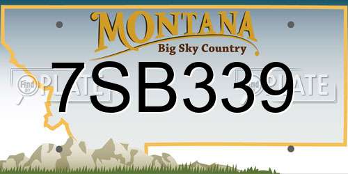 7SB339 Montana License Plate