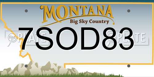 7SOD83 Montana License Plate