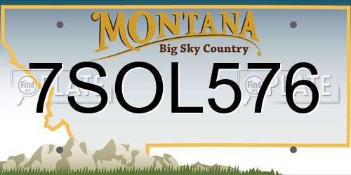 7SOL576 Montana License Plate