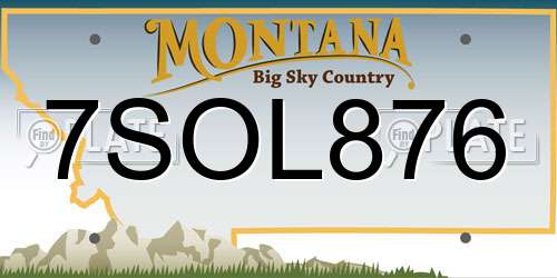 7SOL876 Montana License Plate