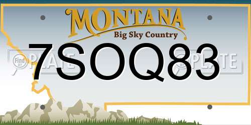 7SOQ83 Montana License Plate