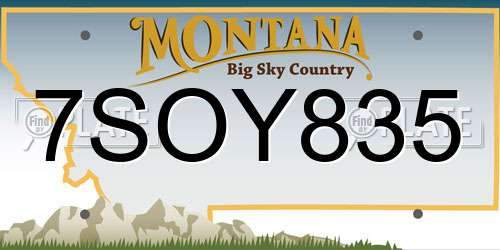 7SOY835 Montana License Plate
