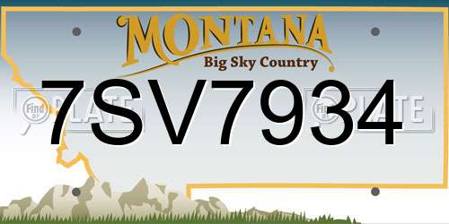 7SV7934 Montana License Plate