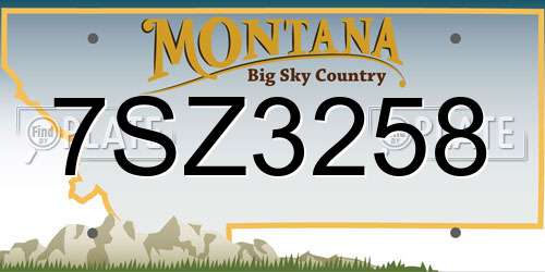 7SZ3258 Montana License Plate