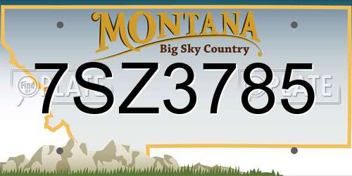 7SZ3785 Montana License Plate