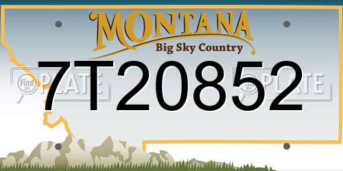 7T20852 Montana License Plate