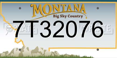 7T32076 Montana License Plate