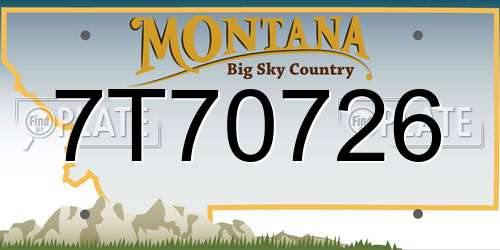 7T70726 Montana License Plate