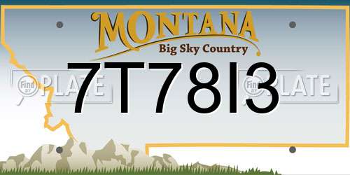 7T78I3 Montana License Plate