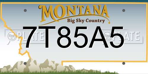 7T85A5 Montana License Plate
