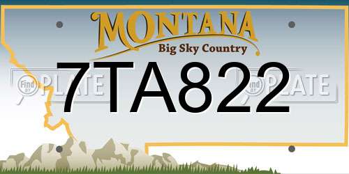 7TA822 Montana License Plate