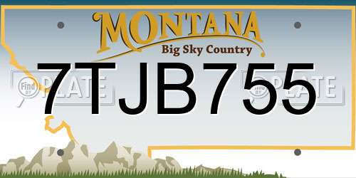 7TJB755 Montana License Plate