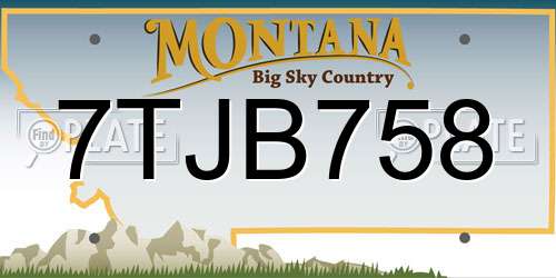 7TJB758 Montana License Plate