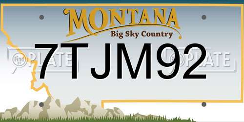 7TJM92 Montana License Plate