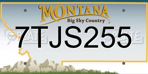 7TJS255 Montana License Plate