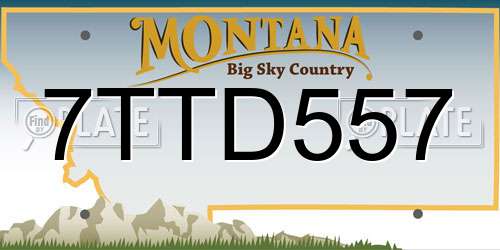7TTD557 Montana License Plate