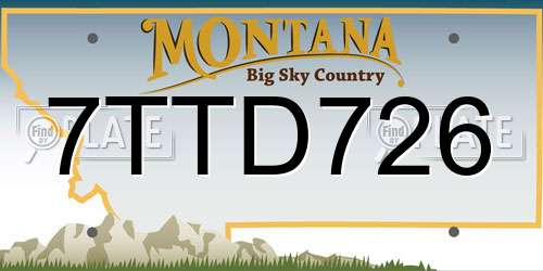 7TTD726 Montana License Plate