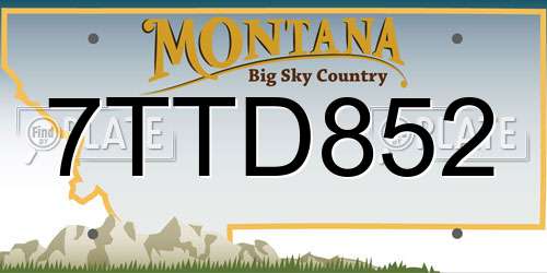 7TTD852 Montana License Plate
