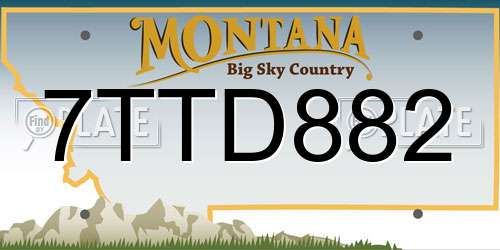 7TTD882 Montana License Plate