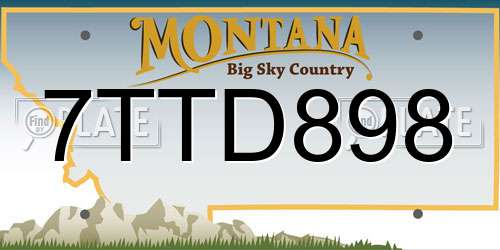 7TTD898 Montana License Plate