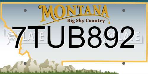 7TUB892 Montana License Plate