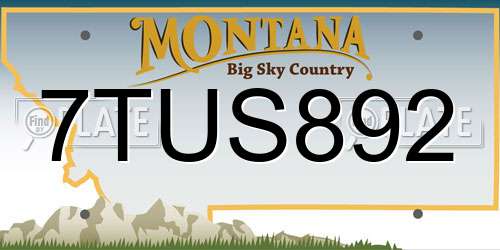 7TUS892 Montana License Plate