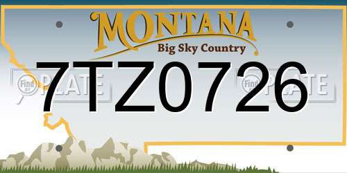 7TZ0726 Montana License Plate