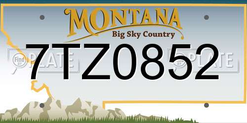 7TZ0852 Montana License Plate